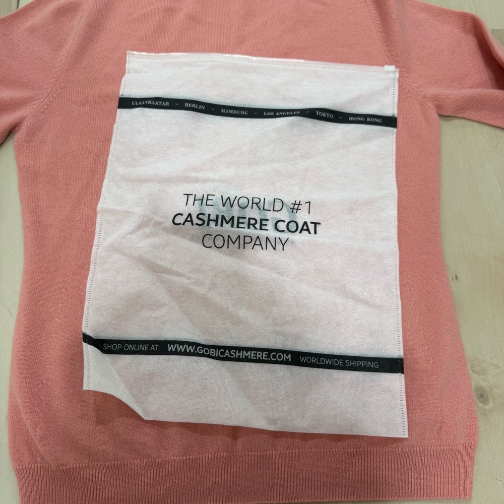 NWT Gobi Mongolian Cashmere V Neck Sweater Women's Large Peach Pink - Picture 10 of 12